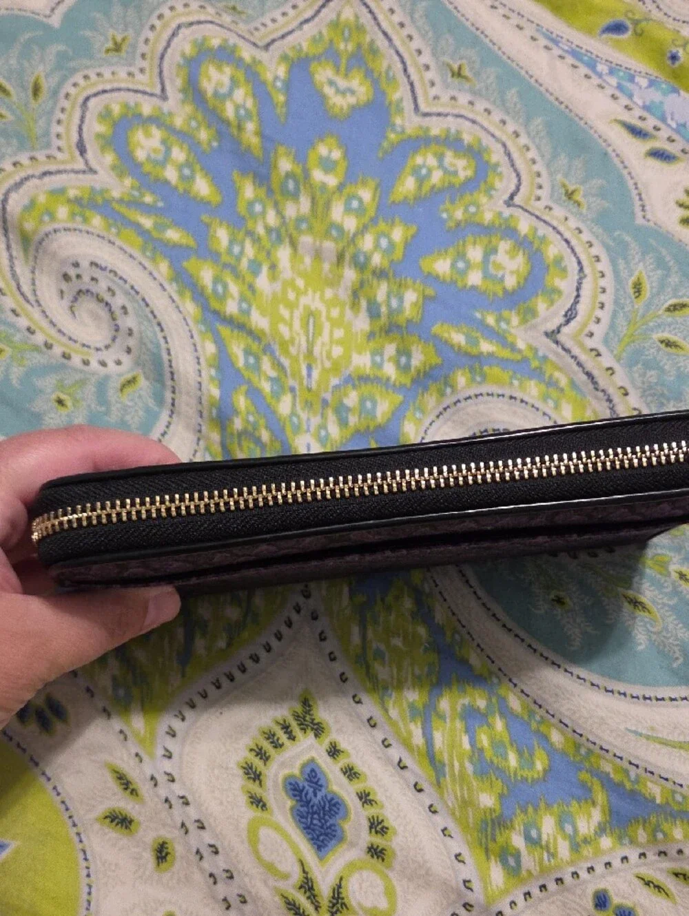 Coach Purple Satiny Textured Print Animal Print Snake Pattern Zip-Around Wallet